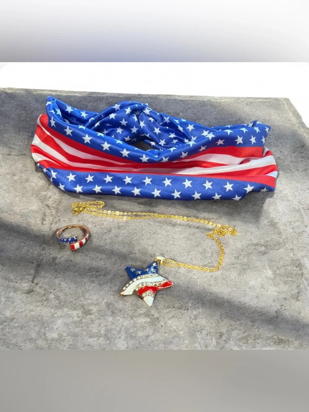 3pc Patriotic Accessory Set - Headband, Star Necklace & Ring NWOT